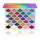 The Original Mermaid Glitter Eyeshadow Palette (32 Colors) - 21 Pressed Glitters, 6 Shimmery & 5 Matte Shades - Highly Pigmented - Waterproof & Long-Lasting (Mermaid)
