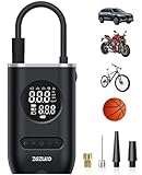 Tire Inflator Portable Air Compressor-ZGZUXO 150PSI Cordless Air Pump for Car Tires with Pressure Gauge LED Light, Electric Bike Tire Pump for Car Motorcycle Bicycle Ball, Car Accessories