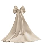 Tixlear Women's Detachable Satin Bow Knots Wedding Dress Knots Removeable Bride Dresses Satin Half Sleeve Big Champagne Bow for Prom Dress