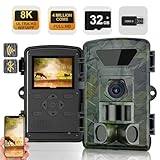 Trail Camera,8K 60MP WiFi Game Camera with No Glow Night Vision, 0.1s Trigger Motion Activated,IP66 Waterproof Hunting Camera for Outdoor Wildlife Monitoring or Property Security with 32GB SD Card