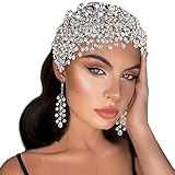 ULAPAN HP376 Silver Rhinestone Wedding Headpiece for Women Handmade Bridal Headband Hair Accessories (Headwear + earrings set)