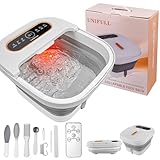UNIFULL Collapsible Foot Spa Bath with Heat, Touch Screen, Remote Control, Massage Rollers, Timer, Bubble, Foot Pedicure Kit, Temperature Control Pedicure Foot Spa, Foot Bath