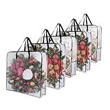 VENO 5 Pack Wreath Storage Bag and Christmas Decoration Garland Container, 30 Inch Clear Wreath Bag, Holiday Decoration Organizers. Moving Boxes, Packing Supplies for College (Square - 5 Pack)