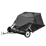 VEVOR 42 Inch Lawn Sweeper Tow Behind, 12 cu.ft. Large Pull Behind Grass Sweeper, Heavy Duty Leaf & Grass Collector with Dumping Rope Design, Adjustable Sweeping Height for Picking Up Debris & Grass