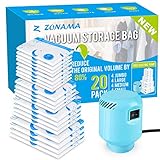 Vacuum Storage Bags with Electric Air Pump, 20 Pack (4 Jumbo, 4 Large, 4 Medium, 4 Small, 4 Roll Up Bags) Space Saving Bag for Clothes, Mattress, Blanket, Duvets, Pillows, Comforters,Travel