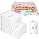 Vacuum storage bags (electric air pump+vacuum storage bag, 5Jumbo +5Large +1electric pump) Space Saver Bags Electric Pumps for Comforters, Blankets, Clothes, Pillows, Travel & Moving Reusable