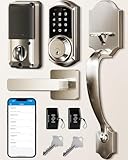 Veise Smart Front Door Lock Set, App Control, Keyless Entry Deadbolt with Lever Handle, Electronic Digital Touchscreen Keypad, Auto Lock, Easy Install, Satin Nickel