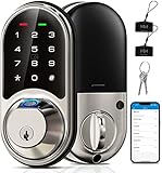 Veise Smart Lock, Fingerprint Door Lock, 7-in-1 Keyless Entry Door Lock with App Control, Electronic Touchscreen Keypad, Smart Deadbolt, Biometric Smart Locks for Front Door, Satin Nickel