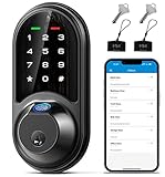 Veise Smart Lock, Fingerprint Door Lock, 7-in-1 Keyless Entry Door Lock with App Control, Electronic Touchscreen Keypad, Smart Deadbolt, Biometric Smart Locks for Front Door, Matte Black