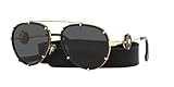 Versace VE 2232 143887 Black Metal Aviator Sunglasses Grey Lens