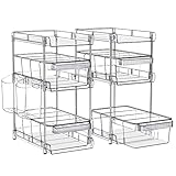 WAKISA Clear Bathroom Organizers 2 Sets 3 Tier, Stackable Under Kitchen Sink Organizers and Storage with 12 Dividers, acrylic pantry organizers shelf, Multi Purpose Pull Out Home Organizer with 2 Cups