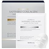 WELLDERMA Sapphire Collagen Face Mask 8ea - Overnight Hydrating & Firming Korean Hydrogel Mask with High Norwegian Collagen Content - Deep Absorption, Moisturizing, Elasticity Boost for All Skin Types