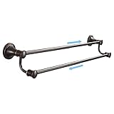 WOLIBEER Bronze Double Towel Bar, Adjustable 14.96 to 26.57 inches Towel Holder Oil Rubbed Farmhouse Towel Rack Rustic Towel Hanger Bathroom Wall Mounted