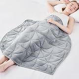 Weighted Lap Blanket 7 lbs for Adults, Luxury Soft Small Weighted Blanket, Compact Portable Weighted Lap Pad for Relaxation, Sleeping, Travel, All-Season Use, Light Grey, 40