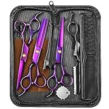 Wenshall Professional Hair Cutting Scissors, 6.89 inch Barber Scissors Multifunctional Salon Thinning Scissors Straight Shears Tools for Mother Father Friends' Christmas Gift, Purple