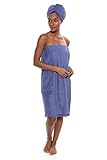Women's Towel Wrap - Viscose from Bamboo Spa Wrap Set by Texere (The Waterfall, Kashmir Blue, Large/X-Large)