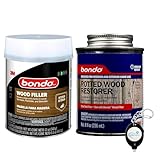 Wood Filler with Hardener and Rotted Wood Restorer with Lumintrail Keychain - Exterior/Interior Wood Filler Repair Kit, Home Improvement Bundle, Waterproof