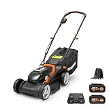 Worx 40V 14" Cordless Lawn Mower for Small Yards, 2-in-1 Battery Lawn Mower Cuts Quietly, Compact & Lightweight Lawn Mower with 6-Position Height Adjustment WG779 – 2 Batteries & Charger Included