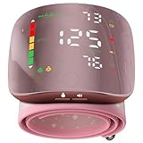 Wrist Blood Pressure Monitors for Home Use with LED Curved Screen, Rechargeable, One-Button Switch Voice and User, Easy to Use, 5.31-9.25inch Wrist Blood Pressure Cuff, with Storage(Pink)