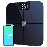Wyze Smart Scale, Scale for Body Weight, Digital Bathroom Scale for Body Fat, BMI, and Heart Rate, Body Composition Analyzer with App, Batteries Included, Bluetooth, 400 lb, Black