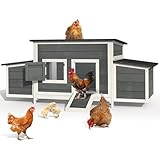 YITAHOME Chicken Coop 11.5ft² Large Wooden Chicken House Chicken Pen Outdoor with 2 Nesting Boxes Poultry Cage Rabbit Hutch Duck Cage with Weatherproof Roof (Grey)