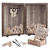Y&K Homish Guest Book for Wedding Alternative Rustic Wedding Decorations for Reception Wedding Signs Guest Book with Pen 160 Blank Wooden Hearts