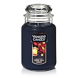 Yankee Candle Crisp Fall Night Scented, Classic 22oz Large Jar Single Wick Aromatherapy Candle, Over 110 Hours of Burn Time, Apothecary Jar Fall Candle, Autumn Candle Scented for Home
