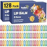 YesBes 128 Pack Lip Balm, Natural Lip Balm Bulk with Vitamin E and Coconut Oil, Moisturizing Lip Balm for Dry Cracked Lips, Lip Balm for Stocking Stuffers - 8 Flavors