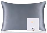 ZIMASILK 100% Pure Mulberry Silk Pillowcase for Hair and Skin Health,Soft and Smooth,Both Sides Premium Grade 6A Silk,600 Thread Count,with Hidden Zipper,1pc (Queen 20''x30'',Gray Blue)