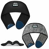 ZRUHIG 2PCS Adjustable Headband Headphones, Sleep Headband, Sleeping Headphones, Bluetooth Headband with Thin Speakers Mic for Men Women, Yoga, Running, Workout, Travel (Grey&Black)