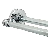 Zenna Home Rustproof Double Shower Curtain Rod, Adjustable 44 to 72 Inches, Chrome, Tool-Free Tension or Permanent Mount Installation, Extra Space for Liners and Curtains