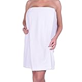 anatolian Women's Body WRAP Towel - 100% Cotton Adjustable Cover Up for Beach Spa Gym Bath Pool - Made in Turkey (Snow White, 1)