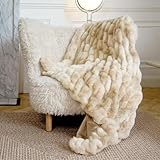 blunique Faux Fur Blanket Extra Soft, Luxury Dual-Sided Faux Fur Throw Blanket, Flannel and Faux Fur Blend, Luxury Furry Throw Blanket for Couch,50x60 Inches