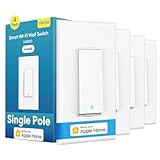 meross Smart Light Switch 4 Pack Supports Apple HomeKit, Siri, Alexa, Google Assistant & SmartThings, Single Pole Light Switch, Neutral Wire Required, Remote Control Schedule, 2.4GHz Wi-Fi
