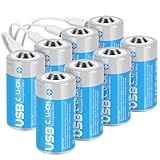 messule Rechargeable Lithium C Batteries with 4 in 1 USB-C Charge Cable,8 Pack C Cell Li-ion Battries,LR14 1.5V C Size Cell Battery Replacement 4100mWh for Floodlight Toys(8 Pcs)