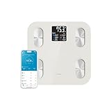 mooas Smart Health Care LCD Scale Pro (Ivory), Digital Bluetooth Smart Scale Bathroom Scale, Accurate Body Fat, Muscle Mass, Weight, Large Display, Tempered Glass, Multi-User, Various Health app sync