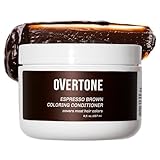 oVertone Haircare Color Depositing Conditioner - 8 oz Semi Permanent Hair Color with Shea Butter & Coconut Oil - Temporary Hair Color Dye - Vegan, Cruelty-Free - Espresso Brown.