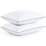 puredown® Premium White Goose Feather and Down Pillows, 2 Pack Luxury Bed Pillows for Sleeping with 100% Cotton Cover, Queen Size,Navy