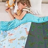 yescool Weighted Blanket 5 Pounds Weighted Lap Blanket, Glow in The Dark Dinosaur Heavy Blanket for Sleeping, Washable Warm Minky Weighted Throw Blanket for 40-60lbs, 36"x48"